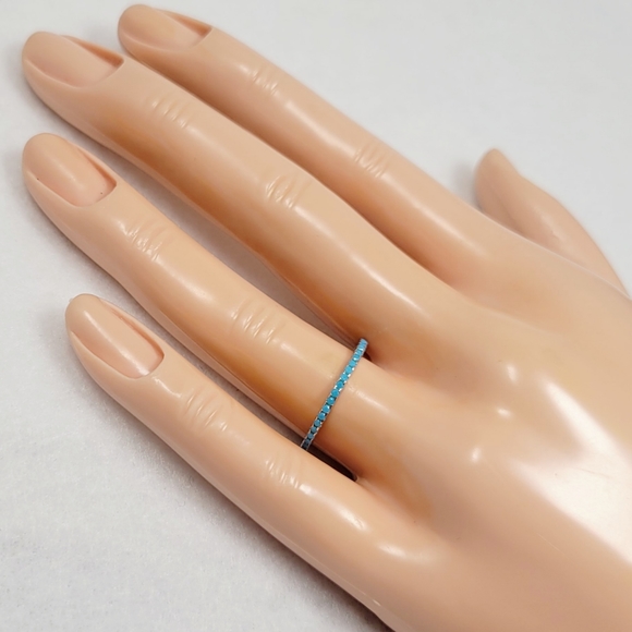 Sterling Silver Turquoise Eternity Band - Picture 8 of 16